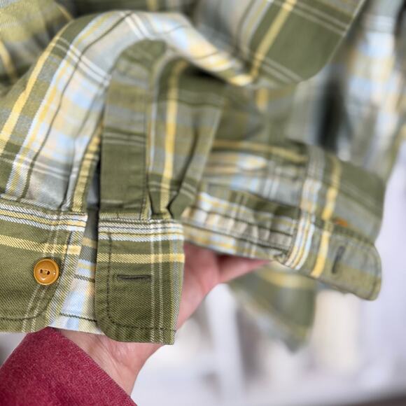 Lucky Brand Dungarees Mens Size L Heavy Cotton Green Plaid Button Up Shirt #3595 - Picture 4 of 7